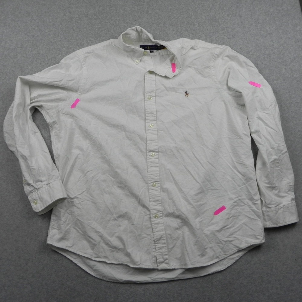 Ralph Lauren Shirt Mens 2XL XXL Classic Fit Flesh Pony Button White Long Sleeve